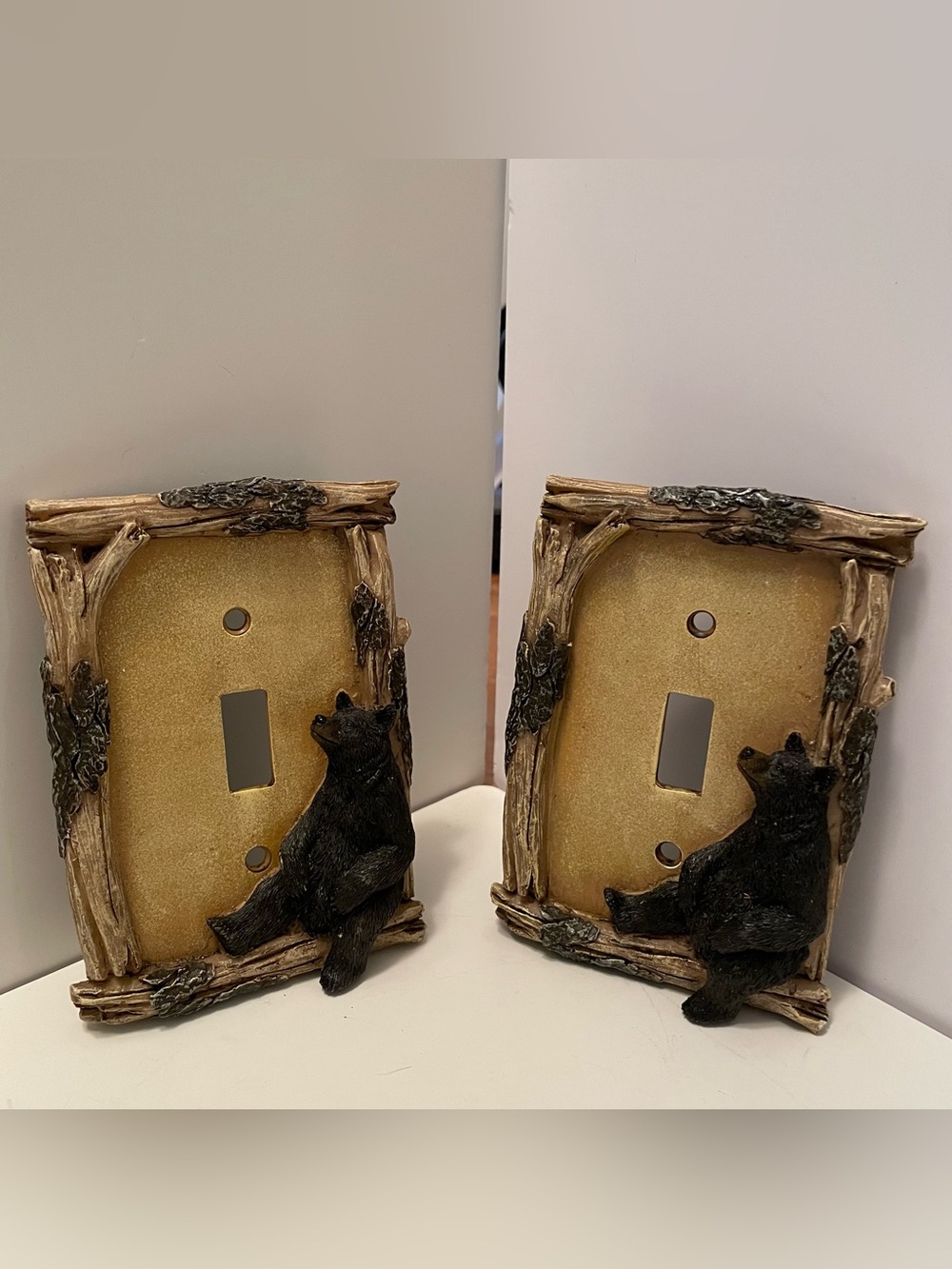 Black Bear Single‎ Toggle Switch Plates Lot Of 2 Mountain Cabin Rustic